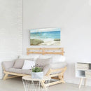 Beach Sea Canvas Wall Art: Coastal Reed Hand Painting Abstract Blue Ocean Sailboat Nautical Picture Modern Seascape Grass Path Artwork Decor for Living Room Bathroom Bedroom by CozyNest Decor
