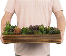 MyGift Artificial Succulent Centerpiece, 15.75 Inch Faux Succulents Arrangement Plants in Rustic Burnt Wood Rectangular Planter Box by CozyNest Decor