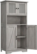 GarveeHome 54in Tall Bathroom Cabinet, Farmhouse Storage Cabinet with Glass Doors and Adjustable Shelves, Freestanding Kitchen Pantry Cabinets, Cupboard for Living Room, Dining Room, Gray by CozyNest Decor