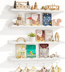 Fixwal Nursery Shelves, 24 Inch Floating Bookshelves for Wall Set of 4, Scalloped Wall Book Shelves with Towel Rack for Kids, Toddler Room, Baby Room, Nursery Decor and Storage(White) by TinyTreasures Baby Boutique