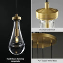 Gold 5 Light Cluster Pendant Lighting, Raindrop Chandeliers Brass Dining Room Lights Fixture, Teardrop Pendant Lights Kitchen Island, Hanging Lamp Ceiling for Entryway Foyer Staircase by CozyNest Decor