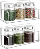 Acrylic Spice Rack Wall Mount-6 Inch, Clear Spice Shelf Storage Holder, 2 Pack Hanging Seasoning Rack Organizer for Cabinet Door, Cupboard or Wall Kitchen (Adhesive or Screw) by CozyNest Decor