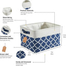 DECOMOMO Blue Storage Bins Fabric Storage Baskets for Shelves, Linen Closet Organization Toys Nursery (Blue Patterns, Large - 3 Pack) by CozyNest Decor