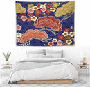HZOHNAGO Japanese Tapestry Art Abstract Colorful Cherry Blossom Blue Background Pattern Printed Wall Tapestry Painting Wall Hanging for Bedroom Living Room Dorm 80" W x 60" H by CozyNest Decor