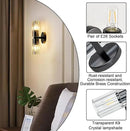 Black Crystal Wall Sconces Set of Two, Wall Sconce Set of 2, Black Sconces Wall Lighting with K9 Crystal Lampshade, Wall Lights for Bedroom Living Room Bathroom Hallway by CozyNest Decor