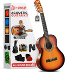 Pyle Beginner Acoustic Guitar Kit, 3/4 Junior Size All Wood Instrument for Kids, Adults, 36" Sun Burst, Gloss by TinyTreasures Baby Boutique
