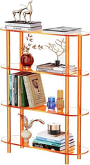 Clear Bookshelf, Acrylic Bookcase with Open Book Shelf for Office Living Room Bedroom (4 Tier Orange) by CozyNest Decor