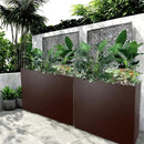 Metal Tall Long Planter Box Large Rectangular Planter Flower Pot with Drainage Holes for Indoor Outdoor Deck Porch Garden Home Patio Front Door (Espresso, L) by GreenHaven Gardens