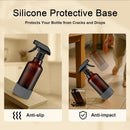 Glass Spray Bottles with Silicone Sleeve 16.9oz 2 Pack Empty Spray Bottle for Hair Mist/Stream Spraying for Cleaning Solutions, Plants, Essential Oils (Brown-grey&white) by GreenHaven Gardens