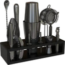 Highball & Chaser 13-Piece Gunmetal Black Stainless Steel Boston Cocktail Shaker Bar Tool Set with Mixology Bartender Kit Accessories by CozyNest Decor