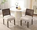 Kmax Farmhouse Dining Chairs Set of 2, Rustic Kitchen Chairs with Linen Fabric Seat and Woven Back, Vintage Accent Chairs for Dining Room, Living Room, Beige by CozyNest Decor