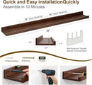Floating Picture Ledge Shelves 48 Inch Solid Oak Wood Set of 2, Rustic Wall Storage Shelves with Lip, Kids Bookshelf, Photo & Picture Ledge Shelves for Bedroom, Living Room, Kitchen by CozyNest Decor