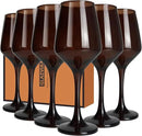 Brown Wine Glasses Set of 6-12oz Brown Long Stem Wine Glass Cups, Pretty Crystal Glassware, Hand Blown Goblets Drinkware, Unique Drinking Stemware Holiday Gift Set by CozyNest Decor