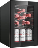6 Bottles and 6 Cans Compact Beverage Refrigerator, Freestanding Mini Fridge with Temperature Control for Beer Wine, Under Counter Small Refrigerator Adjustable Shelve & Glass Door for Home and Bar by CozyNest Decor