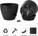 FaithLand 3-Pack Large Planter Pots, 12 10 9 Inch Self Watering Flower Pots for Indoor Outdoor Garden Plants, Black by GreenHaven Gardens