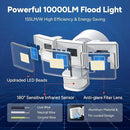 OREiN 10000LM Flood Lights Outdoor, 180°/75FT Motion Sensor Outdoor Lights 4 Modes Dimmable Dusk to Dawn Floodlights IP65 Waterproof for 8000SQ.FT Area for Big Patio, Driveway, White (Hardwired) by GreenHaven Gardens