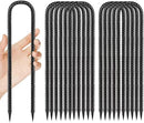 Rebar-Stakes-12-Inch, Ground Stakes Heavy Duty U-Hook Black Coated Anti-Rust Heavy Duty Ground Anchors for Garden Dog Fence Chicken Coop Christmas Decorations Deer Fence 12pcs by CozyNest Decor
