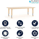 Flash Furniture Wren Adjustable Classroom Activity Table for School and Home, Plastic Activity Table for Kids, 23.625" W x 47.25" L, Natural by CozyNest Decor