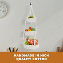 REGAL TRUNK Hanging Fruit Baskets for Kitchen - 3 tiers Fruit Baskets Hanger - Macrame Fruit Hammock - White Boho Wall Decor - Produce and Vegetable Tiered Storage Holder - 3x10x27.5 in by CozyNest Decor