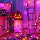 Brizled Orange & Purple Halloween Lights, 33ft 100 LED Halloween Lights 5mm Wide Angle String Light, 120V UL Certified Connectable Mini Purple Light Outdoor for Party Home Tree Decoration, Black Wire by TinyTreasures Baby Boutique