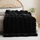 BENVWE Faux Fur Throw Blanket for Couch - Thickened Fluffy Soft Bubble Blanket for Living Room Home Decor - Fathers Day Birthday Gifts for Women Men, Black, 50" x 60",1300GSM by CozyNest Decor