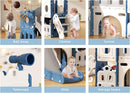 8 in 1 Toddler Slide and Climber Playset Indoor Outdoor Kids Slide with Basketball Hoop,Telescope, Storage Space, Freestanding Backyard Playground for Toddler Age 1-3, Blue by TinyTreasures Baby Boutique