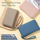 Leather Travel Wallet, Passport Wallet for Travel, Passport Holder for Family with RFID Blocking, with Zippered Pocket and Cash Slot, for Secure Traveling and Documentation Organizer (Eephant Grey) by TinyTreasures Baby Boutique
