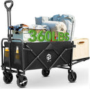 AYP Collapsible Wagon Cart Foldable with Wheels, Beach Wagon with Extended Tailgate & Brake, Heavy Duty Rolling Carts for Garden, Grocery Shopping, Camping, Outdoor Sports, Yard Work, Fishing by GreenHaven Gardens