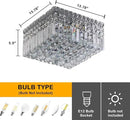 4-Lights Modern Flush Mount Ceiling Light Fixtures,Elegant Crystal Chandelier Pendant Ceiling Lamp for Bedroom,Living Room,Dining Room,Hallway H5.9 x W13.7 x L13.7 (Bulbs Not Included) Square by CozyNest Decor