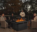 Propane Fire Pit Table,44 Inch 55000 BTU Outdoor Gas Fire Pit Rectangular with Glass Wind Guard for Outside Patio Deck (Brown-Glass Top) by GreenHaven Gardens