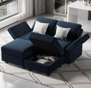 Belffin Modular Sectional Sofa with Reversible Chaise L Shaped Couch with Ottoman Modular Sofa Couch with Storage Blue by CozyNest Decor