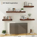 Heimlove 24 x 12 Inch Deep Floating Shelves Wall Mounted with Invisible Brackets,Storage Hanging Shelf for Wall Decor in Bathroom, Bedroom, Kitchen, Living Room, Office Set of 2 (Rustic Brown) by CozyNest Decor