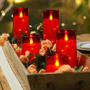 Homemory 9 Pcs Flameless Candles with Embedded Star String Fairy Lights, Battery Operated Candles, LED Candle, Fake Candles with Remote Control and Timer (Red) by CozyNest Decor