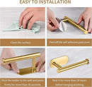 Toilet Paper Holder,Gold,Wall Mount, Upgraded Adhesive Toilet Roll Holder,no Drilling,Bathroom/Rv/Washroom,SUS 304 Stainless Steel,Rustproof (Gold, 2 Pieces) by CozyNest Decor
