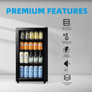 WANAI Mini Fridge Cooler 125Cans Beverage Refrigerator Glass Door Beverage Cooler for Beers Wine Juicer Adjustable Shelves LED Lights for Home, Office or Bar by CozyNest Decor