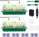 2 Packs Large Seed Starter Tray, Adjustable Brightness and Timer with 48 Full Spectrum LEDs, Seed Starter Kit with Drainage Holes, Tools and Labels for Indoor Plant Growing and Outdoor Gardening by GreenHaven Gardens