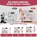Kids Kitchen playset, Wooden Play Kitchen, Height Adjustable, Comes with Various Kitchen Accessories, Ideal Role Play Toy Gift for Toddlers and Kids Ages 3-8 (Pink) by TinyTreasures Baby Boutique