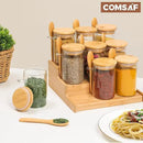 ComSaf Spice Jars with Spoon 8 oz 6Pack, Small Spice Containers Starter Set, Glass Seasoning Jars with Labels, Round Seasoning Containers for Salt, Pepper, Chili Powder, Sugar, Loose Tea Storage by CozyNest Decor