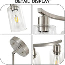 3-Light Brushed Nickel Dining Room Light Fixture,Modern Kitchen Chandeliers Over Table，Adjustable Height Industrial Hanging Pendant Lights for Kitchen Island with Glass Shade by CozyNest Decor