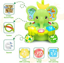 Baby Elephant Musical Stuffed Animals Toy with Light-Up Music & Crinkle Sound Paper,Infant Bilingual Early Learning Education Toys,Tummy Time Toys for 0-3-6-12+ Months Boy Girl, Green by TinyTreasures Baby Boutique