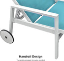 PURPLE LEAF Outdoor Lounge Chairs Set of 4 White Aluminum Chaise Lounge Chair Outdoor with Wheels and Armrest for Patio Deck Pool Side Table Include, Turquoise by GreenHaven Gardens