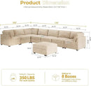 HOOOWOOO Modular Sectional Sofa,8 Pieces Sectional Couches for Living Room,164X66 L Shaped Cloud Couch with Ottoman Chaise Set(Beige Velvet Corduroy) by CozyNest Decor