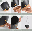 Hanging Planters for Indoor Outdoor Plants, 1 Set Self Watering Hanging Pot with Drainage Holes & Removable Tray (Black-12inch, 12'') by GreenHaven Gardens