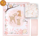 The Peanutshell 3 Piece Baby Crib Bedding Set for Girls - Newborn, Infant & Toddler Nursery Bed Set Decor with Fitted Crib Sheet, Dust Ruffle Comforter - Fairytale Forest by TinyTreasures Baby Boutique