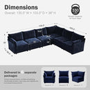 135.5" Oversized Modular Sectional Sofa, L Shaped Convertible Couch with Movable Ottoman, Large 6 Seat Corner Couches for Living Room Deep Seat Blue Chenille by CozyNest Decor