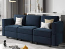Belffin Modular Sofa Couch with Storage Seats Velvet 3 Seater Sofa for Living Room Blue by CozyNest Decor