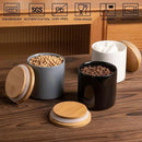 Sweejar Kitchen Ceramic Food Storage Containers, Stackable Canisters for Countertop with Airtight Boomboo Lids for Serving Ground Coffee, Tea, Sugar, Salt and More- 16 Fl Oz (White) by CozyNest Decor