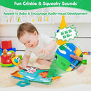 Baby Soft Cloth Crinkle Books Early Education Interactive Stroller Car Seat Sensory Toys with Tails Newborn Development Gifts for 0-6 Months Infants Toddler Baby Boys Girls(Jungle & Farm) by TinyTreasures Baby Boutique