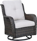 Outdoor Patio Swivel Rocker Chairs - Single Wicker Rattan Patio Swivel Rocking Chair with High Back,Deep Seating and Comfort Cushions for Deck Porch Garden,Brown/Beige by GreenHaven Gardens
