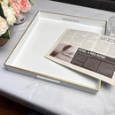 White Decorative Tray, Square Serving Tray with Handles, Plastic Coffee Table Tray for Ottoman, Living Room, Kitchen Tabletop, 13"x13"x1.6" by CozyNest Decor